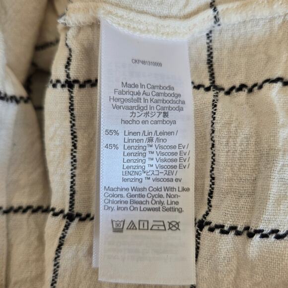 Madewell Linen-Blend Resort Crop Shirt in Windowpane Button Front Women XS - Picture 11 of 11